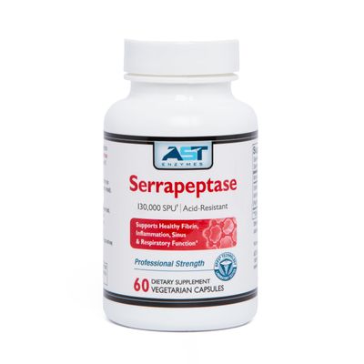 AST Enzymes Serrapeptase 130,000 SPU 60 Vegetarian Capsules Premium Natural Systemic Enzymes Acid-Resistant Serrapeptase