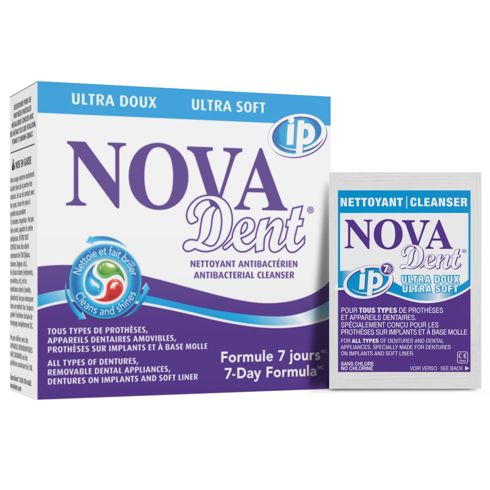 Novadent Dentures Cleaner  for Denture on implants, Denture Soft Liner and Orthodontic Appliance Without Soldering - 3 Months (12 sachets)