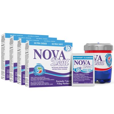 Novadent Dentures Cleaner  for Denture on implants, Denture Soft Liner and Orthodontic Appliance Without Soldering -1 Year (52 sachets)