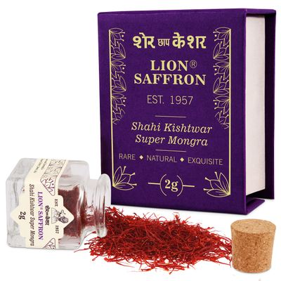 LION SAFFRON, Kishtwar Indian Saffron Threads (Highest Grade) Saffron for Kids & Pregnant Women | Pure Saffron for Kids, Mood, Focus & Overall Health|Kesar Saffron Gift Box | Azafran Puro (2 grams)
