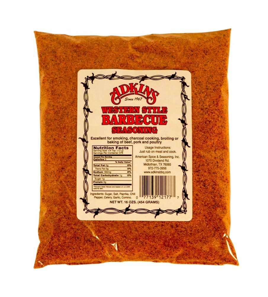 12 Pack By The Case - Adkins Western Style Barbecue BBQ Seasoning 16 OZ All Natural