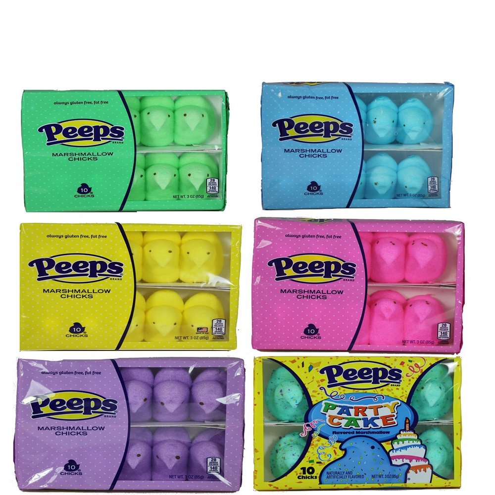 Easter Marshmallow Peeps Chicks Variety Pack of 6 (65g)