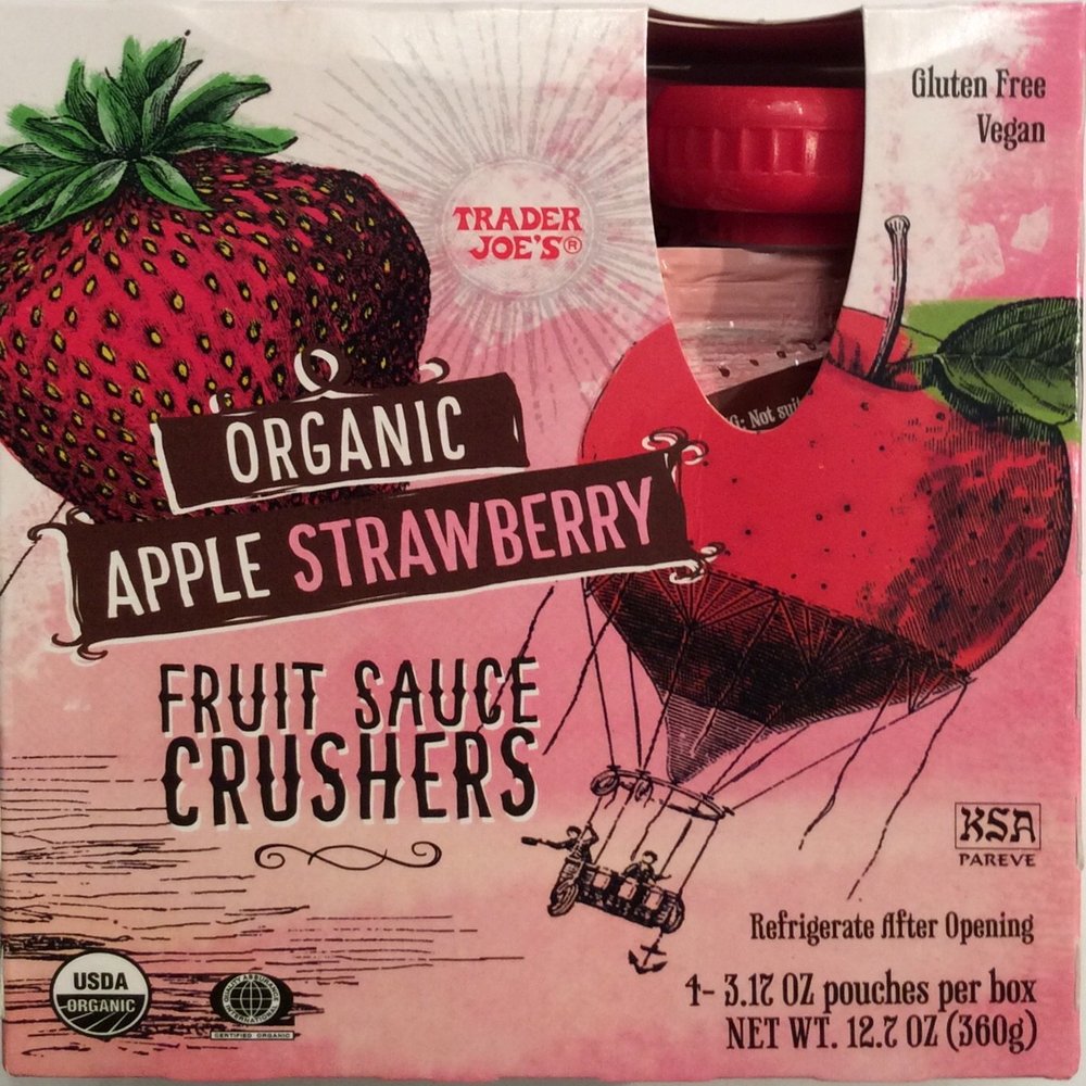 Trader Joe's Organic Apple Strawberry Fruit Sauce Crushers One Box - 4 Pouches