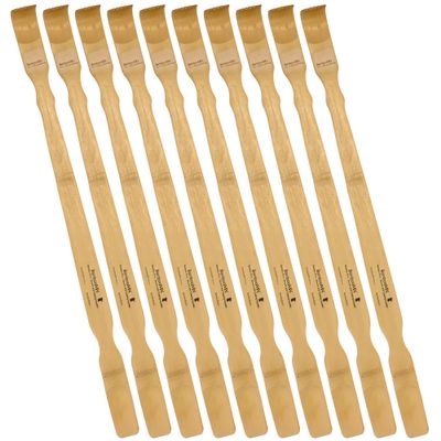 BambooMN 25 Inch Bamboo Wooden Back Scratchers Shoe Horn for Itchy Stress Relief, 10 Pieces