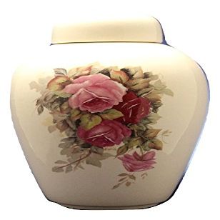 Pink Rose Funeral Urn - Cremation Urn for Human Ashes - Hand Made Pottery (185 Cubic Inches) (185 Cubic Inches)