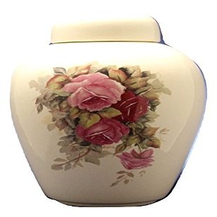 Pink Rose Funeral Urn - Cremation Urn for Human Ashes - Hand Made Pottery (185 Cubic Inches) (185 Cubic Inches)