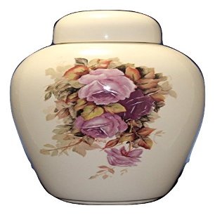 Purple Rose Funeral Urn - Cremation Urn for Human Ashes - Hand Made Pottery (185 Cubic Inches) (185 Cubic Inches)