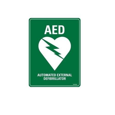 AED Green Automated External Defibrillator Sticker , 5"x3.5"