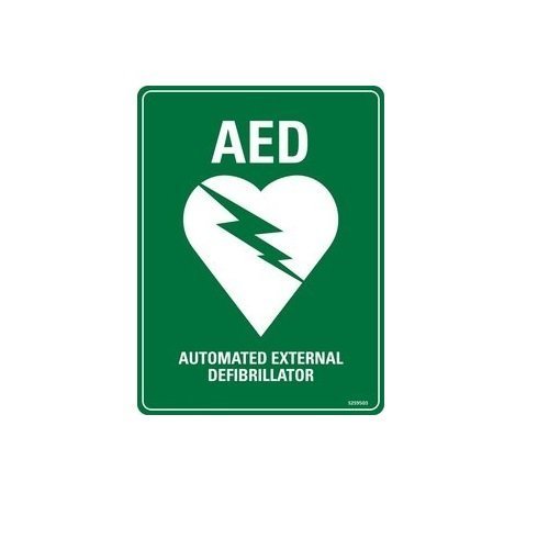 AED Green Automated External Defibrillator Sticker , 5"x3.5"