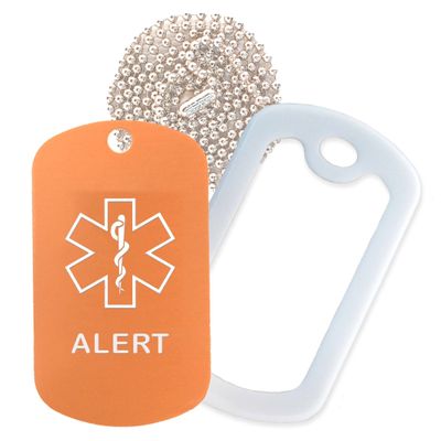 Alert Medical Alert ID Necklace with Copper Tag, White Silencer, and 30'' USA Chain - 154 Color Choices