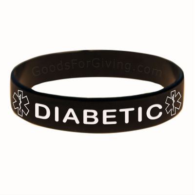 Goods For Giving Diabetic ID Bracelet Wristband - Black - 8 Inches - Standard