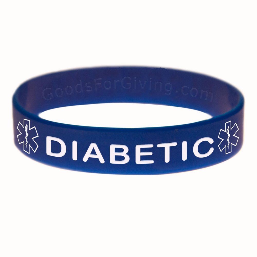 Goods For Giving Diabetic ID Bracelet Wristband - Blue - 8 Inches - Standard
