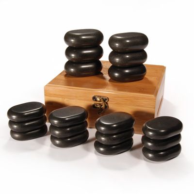 Master Massage 18-Piece Hot Stone Set  Basalt Rocks for Professional & Home Spa, Healing & Pain Relief