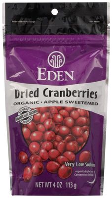 Eden Foods - Organic Dried Cranberries Apple Sweetened - 4 oz.Pack of 2