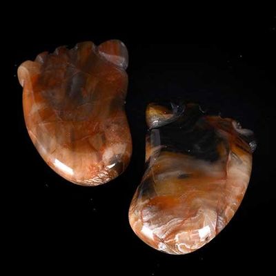 Mineralbiz 1" Natural Petrified Wood Carved Crystal Gemstone Fairy Baby Feet Carving Gift