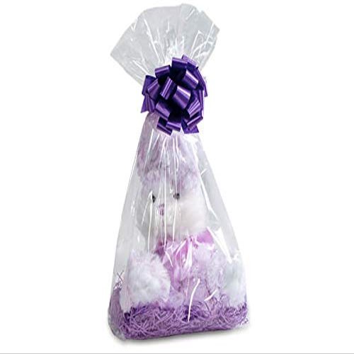 A1 Bakery Supplies Cellophane Bags For Baskets Cellophane Gift Bags For Wine Bottles, Small Baskets, Mugs And Gifts BOPP Clear Cellophane Bags Basket Bags Cello Gift Bags Gusset Style Bag 8 in. X 4 in X 18 in. 10 Pack