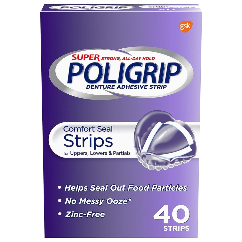 Super Poligrip Comfort Seal Denture Adhesive Strips, 40 Count