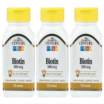 21st Century Biotin 5000 Mcg Capsules, 110-Count (Pack of 3)