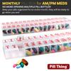 Twice-a-Day Monthly Large Pill Organizer Set - AM and PM Medication Organizer for the Entire Month. Set Contains 2 Organizers for 1 Month. (New STAY-TIGHT Lids) view 4