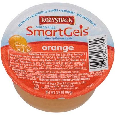 Kozy Shack Sugar Free Orange Smartgels, 3.5 Ounce -- 48 per case.