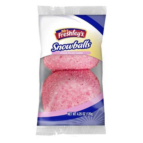 Mrs Freshleys Two Pink Snow Ball Cream Filled Cake, 4.25 Ounce -- 48 per case.