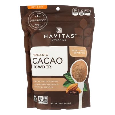 Navitas Naturals Cacao Powder Organic Raw 16 oz case of 6 100 Organic Gluten Free Yeast Free Wheat Free Vegan