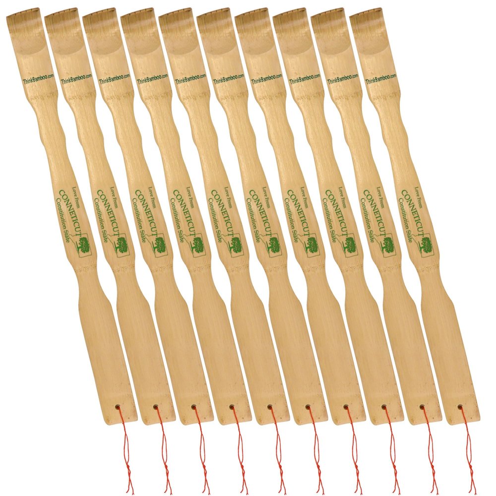 BambooMN 30 Units 17" Bamboo Back Scratcher with Love of 50 States, Conneticut Plus 1 Travel Size