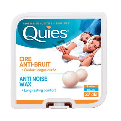 Quies Earplugs Natural Wax 8 Pairs 27 dB Noise Reduction Barrier Against Noise Pack Of 10 by Quies