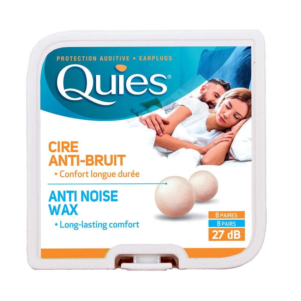Quies Earplugs Natural Wax 8 Pairs 27 dB Noise Reduction Barrier Against Noise Pack Of 10 by Quies