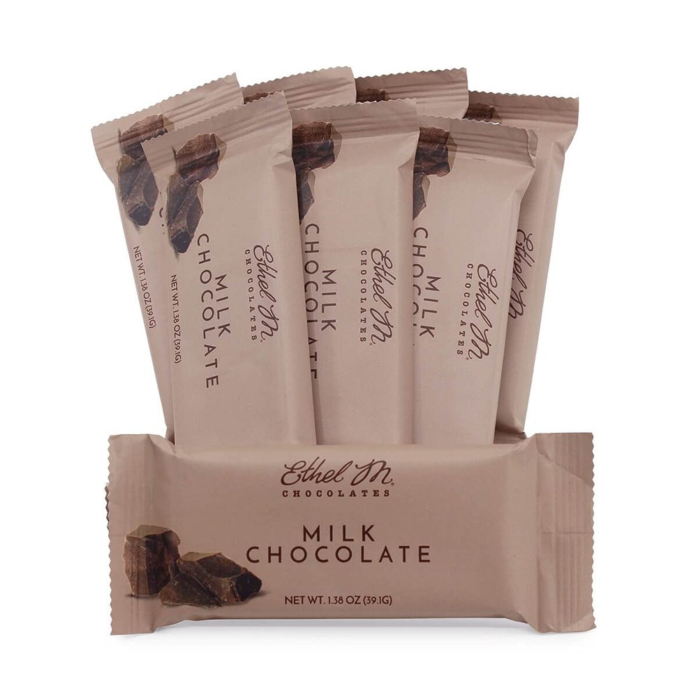 Ethel M Chocolates Premium Milk Chocolate Bars, Individually Wrapped Chocolate Candy Bars, for Gifting, Holidays & Everyday Indulgence (8 Pieces)