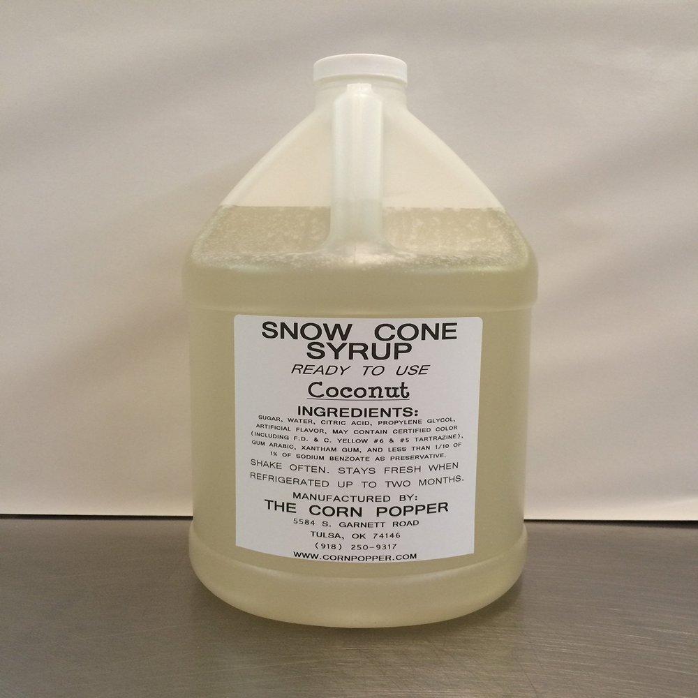 Snow Cone & Shaved Ice Syrup, made by The Corn Popper (Coconut)