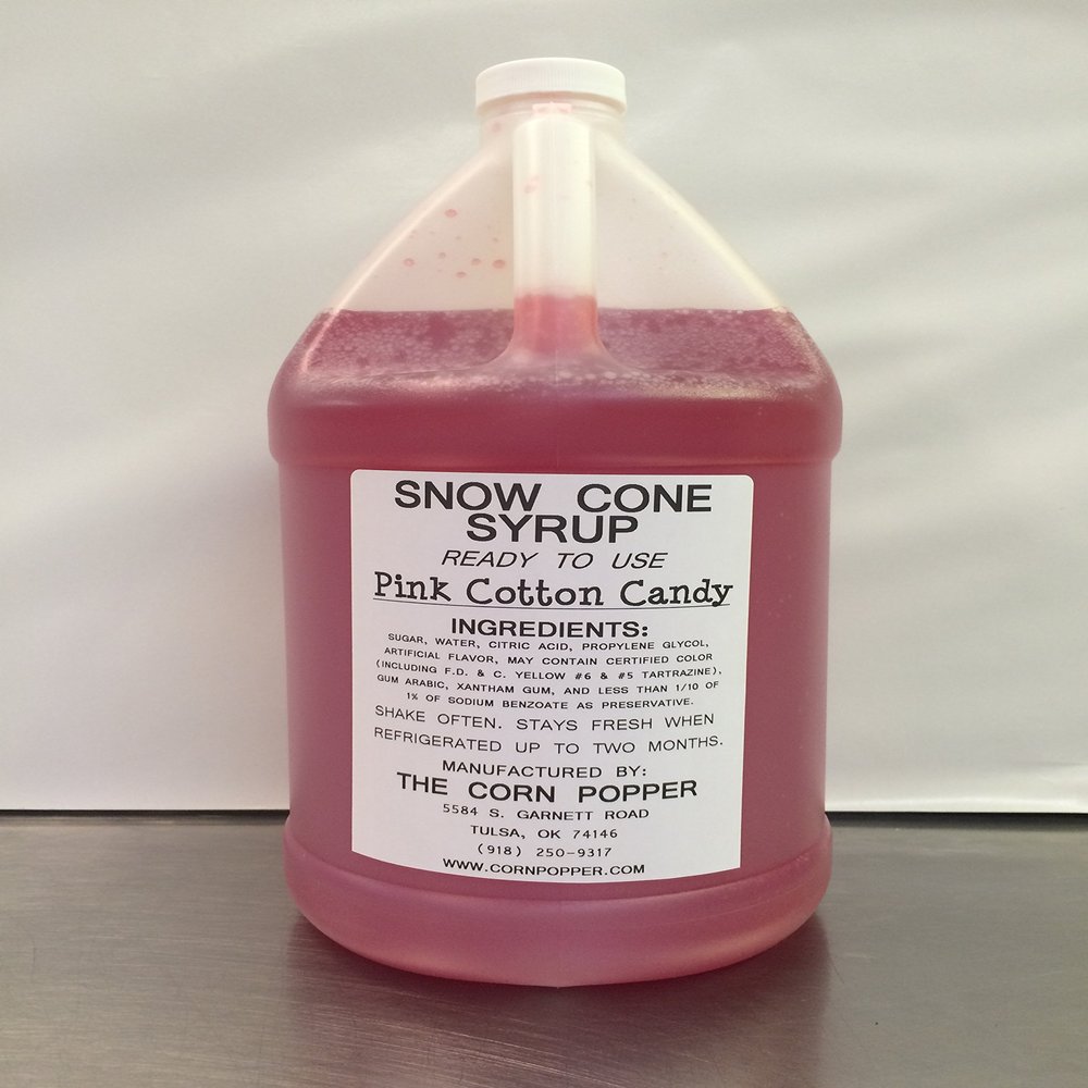 Snow Cone & Shaved Ice Syrup, made by The Corn Popper (Pink Cotton Candy)