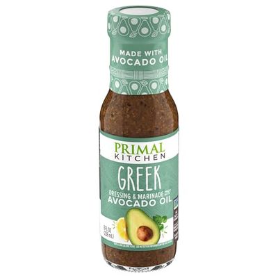 Primal Kitchen Greek Vinaigrette & Marinade Salad Dressing made with Avocado Oil, Whole30 Approved, Certified Paleo, and Keto Certified, 8 Fluid Ounces, 8 Fl Oz (Pack of 1) (PKDRESS-GV6)