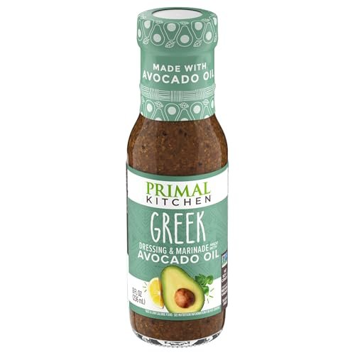 Primal Kitchen Greek Vinaigrette & Marinade Salad Dressing made with Avocado Oil, Whole30 Approved, Certified Paleo, and Keto Certified, 8 Fluid Ounces, 8 Fl Oz (Pack of 1) (PKDRESS-GV6)