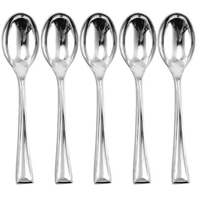 Elegant Silver Mini Spoons - 4" (30-Pack) - Perfect for Desserts & Tasting Parties - Sturdy & Reusable, Stand-Out Tableware Accessory