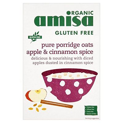 Amisa Organic Gluten Free Pure Porridge Oats Apple & Cinnamon Spice - 300g