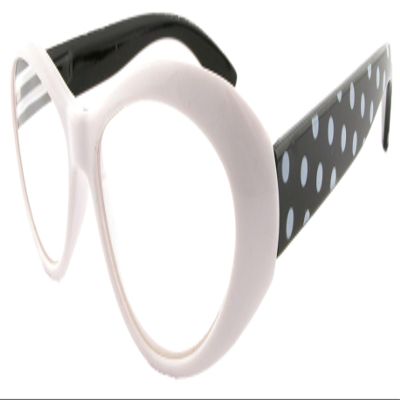 FUSHIDA R678 Polka Dot Fashion Reading Glasses for Women White-Black 3.50
