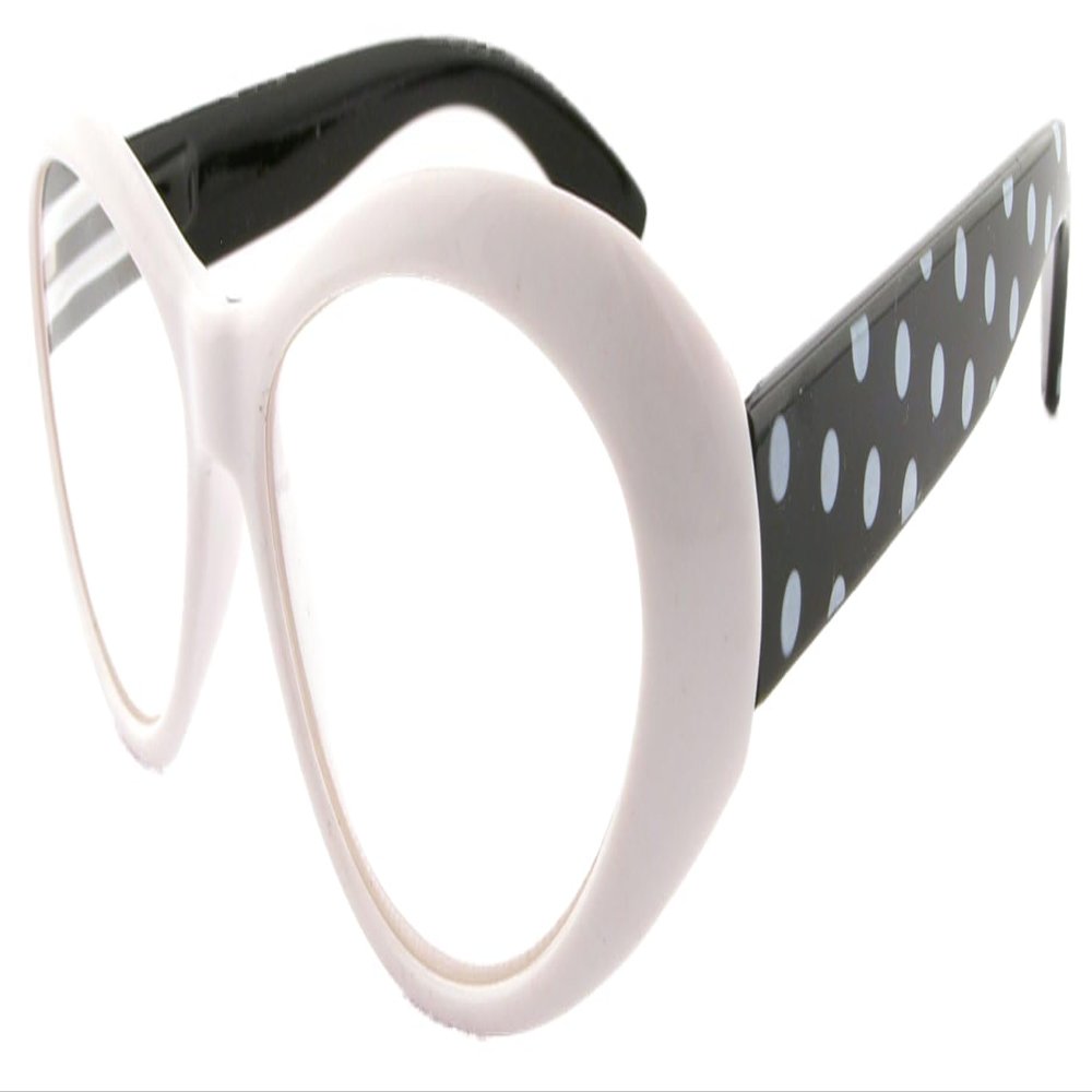 FUSHIDA R678 Polka Dot Fashion Reading Glasses for Women White-Black 3.50