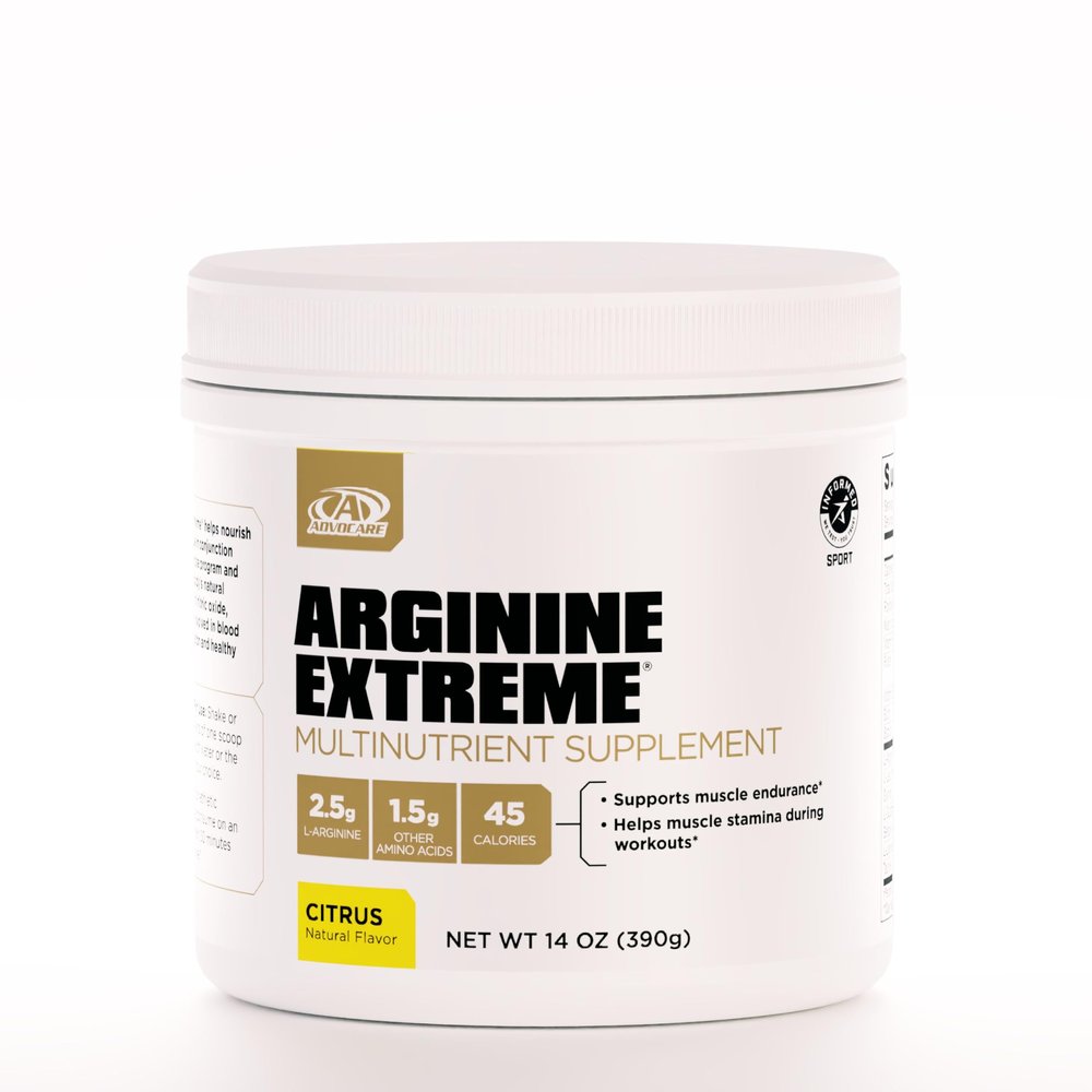 AdvoCare Arginine Extreme Multinutrient Supplement - Pre-Workout Amino Acids Supplement - Supports Stamina & Endurance* - Includes Vitamin B-12, L-Arginine & More - Citrus, 14 oz