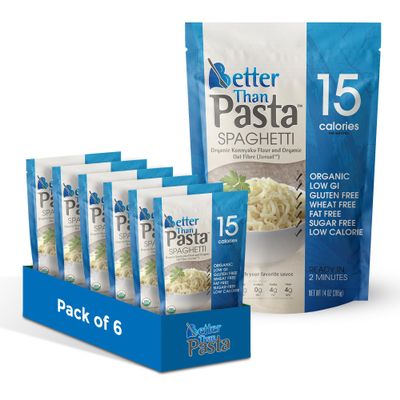 Better Than Pasta Organic Shirataki Spaghetti  USDA Organic, Zero Net Carbs, Keto & Diabetic Friendly, Gluten-Free, Low-Calorie, Plant-Based, Non-GMO, No Odor, Ready-to-Eat Konjac Noodles  14oz (Pack of 6)