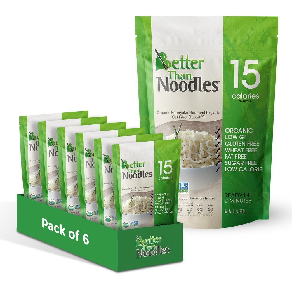 Better Than Noodles - USDA Organic Certified Shirataki Noodles, Low Carb, Keto-Friendly, Gluten-Free, No Odor, Instant Ready, Konjac Pasta & Rice Alternative  14oz (Pack of 6)