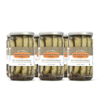 Ay Cukarambas - Spicy Dill Pickle Spears with Garlic, Jalapeo - Gourmet Hot Pickles for Sandwiches, Snacking - non-GMO, Kosher, Gluten-Free 24oz Jar (6-pack)