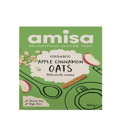 Amisa Organic Gluten Free Porridge Oats with Apple & Cinnamon 300g