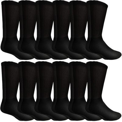 12 Pairs of Yacht & Smith Women Value Pack of Ring Spun Cotton Crew Diabetic, Nephropathy Socks