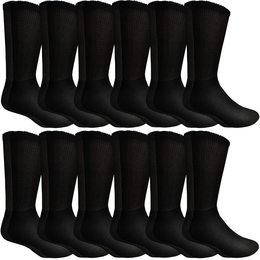12 Pairs of Yacht & Smith Women Value Pack of Ring Spun Cotton Crew Diabetic, Nephropathy Socks