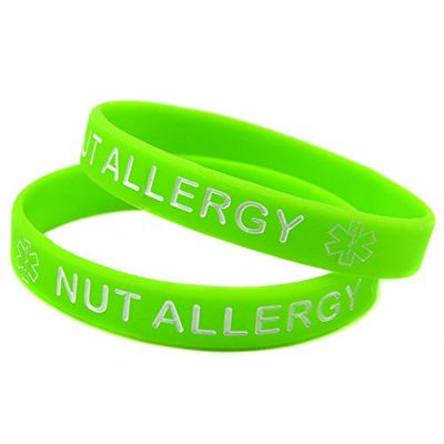 1x Medical Nut Allergy Awarenes Alert Silicone Bracelet Wristband (Green)