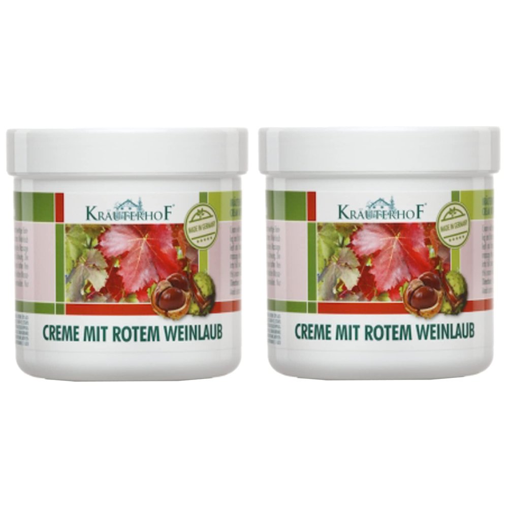 Kruterhof Cream with red Vine Leaves 250 ml, Pack of 2 (2X 250ml = 500 ml)