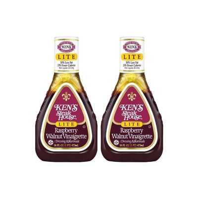 Ken's Steak House Lite Raspberry Walnut Vinaigrette, 16 Fl Oz (Pack of 2)