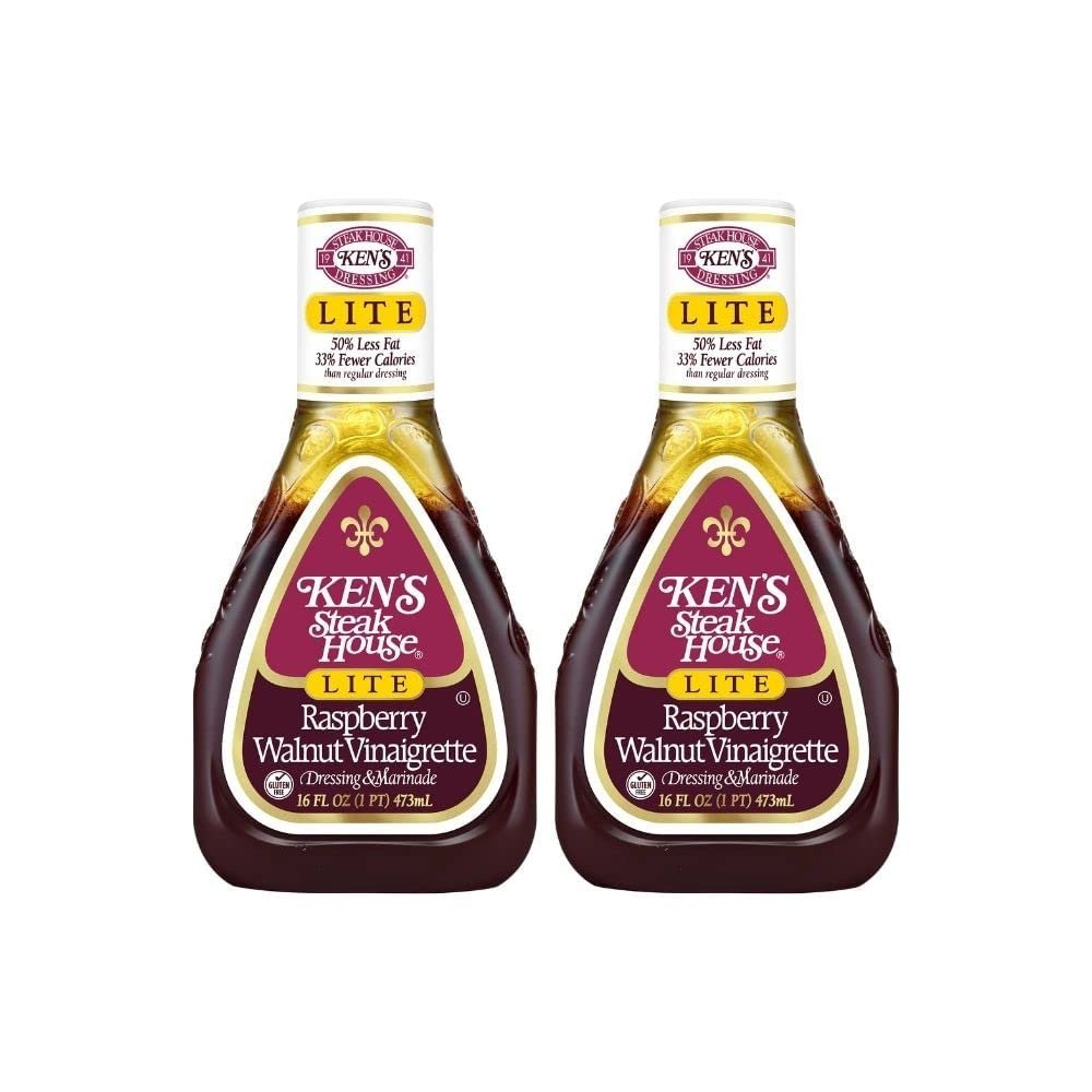 Ken's Steak House Lite Raspberry Walnut Vinaigrette, 16 Fl Oz (Pack of 2)
