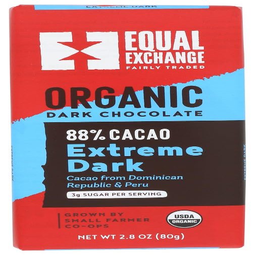 Equal Exchange Organic Chocolate Extreme Dark 88%, 2.8 Oz, 6-pack